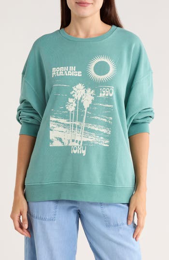 Roxy Born In Paradise Fleece Sweatshirt In Blue