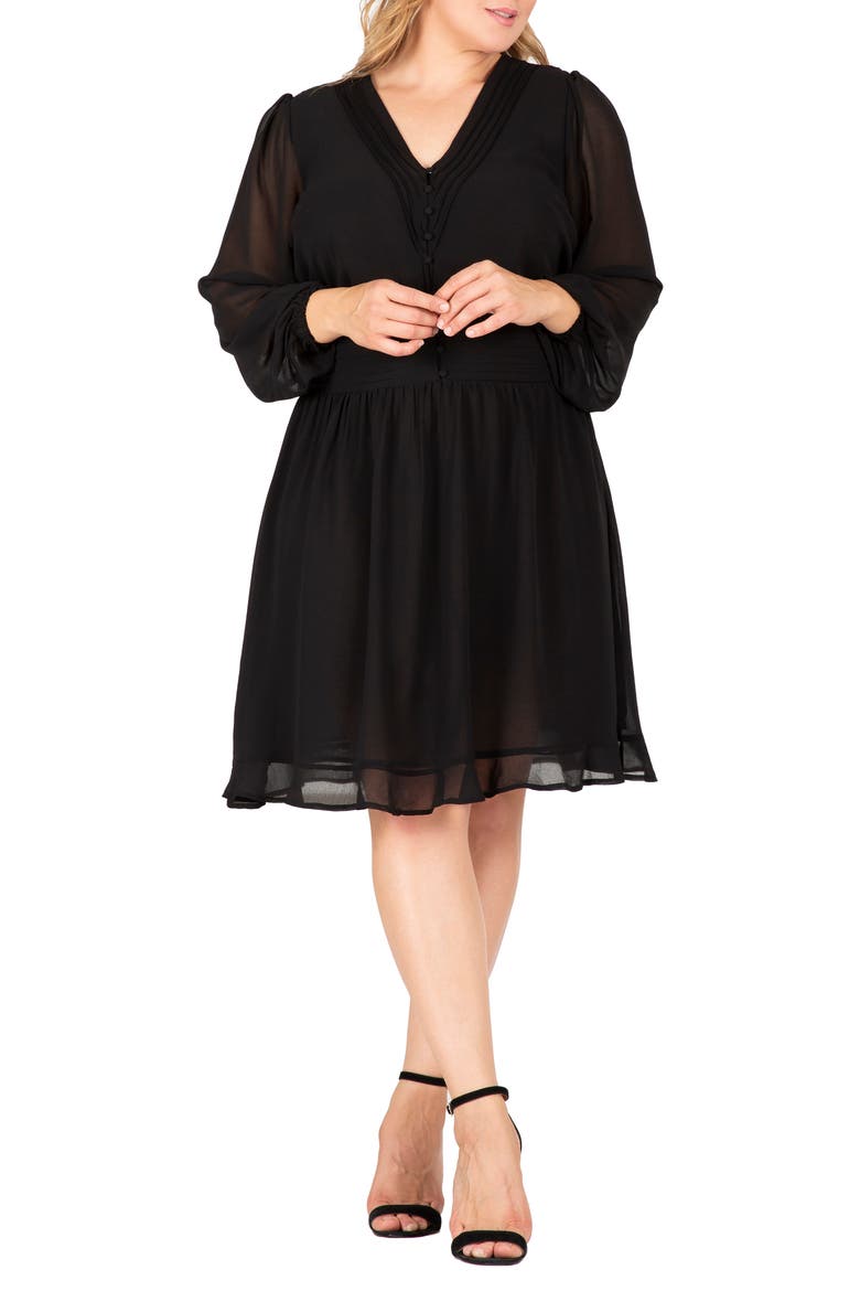 Cutout Back Long Sleeve Dress, Alternate, color, BLACK