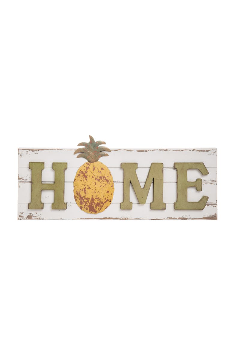Pineapple Home Sign 20.75 x 1.5 x 9.25 Inches., Main, color, White
