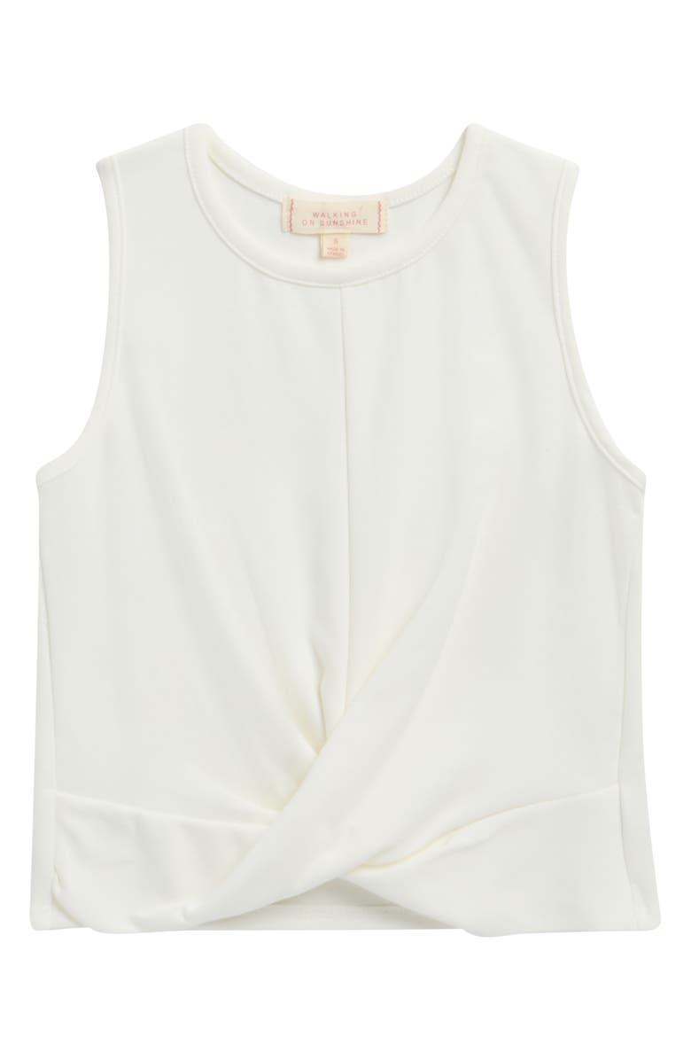 Walking on Sunshine Kids' Twist Front Tank, Main, color, White