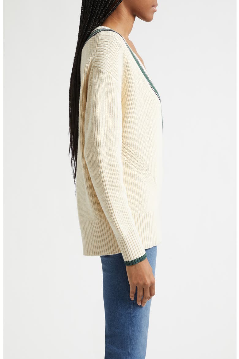Jovren Contrast Detail Cotton & Cashmere Sweater, Alternate, color, ECRU