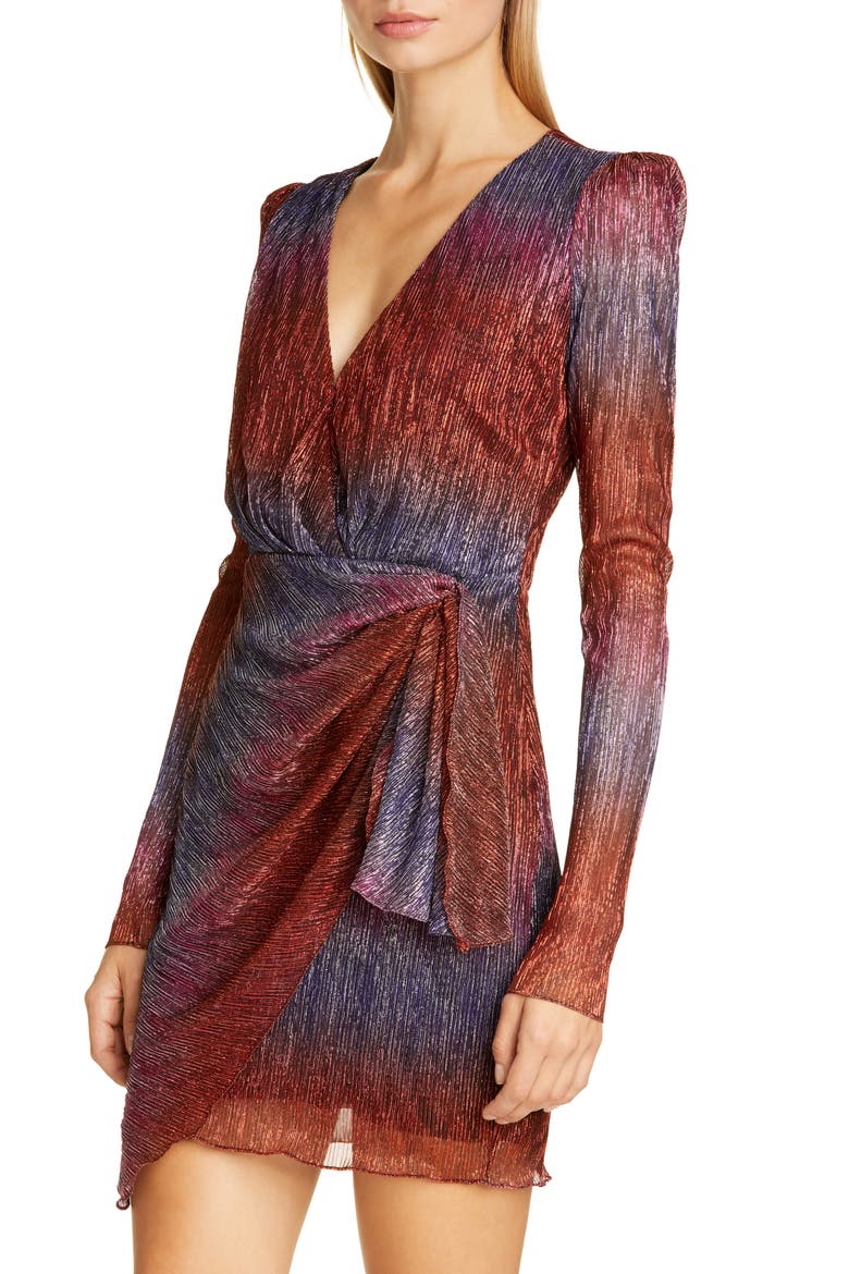 Faux Wrap Long Sleeve Cocktail Dress, Alternate, color, MULTI