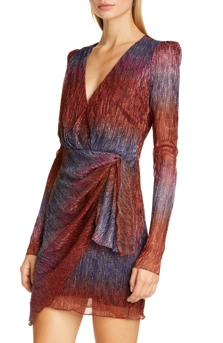 PatBO Faux Wrap Long Sleeve Cocktail Dress, Alternate, color, 