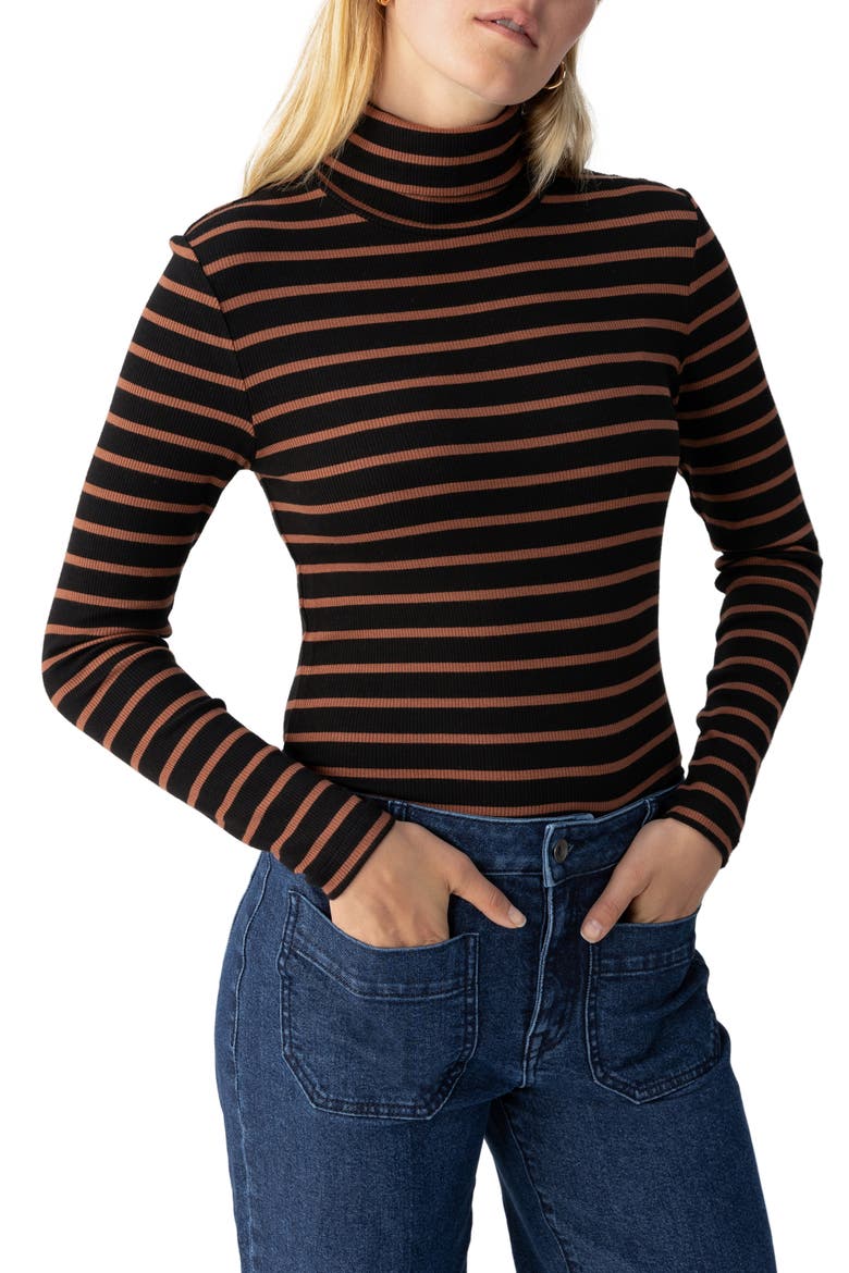 Essential Stripe Turtleneck, Main, color, RAW HIDE