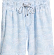 Vintage Summer Print Water Repellent Volley Swim Trunks