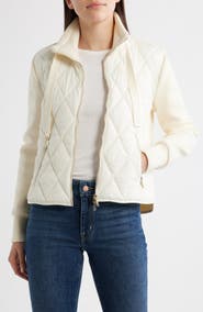 Bernardo Mixed Media Quilt Front Sweater Jacket