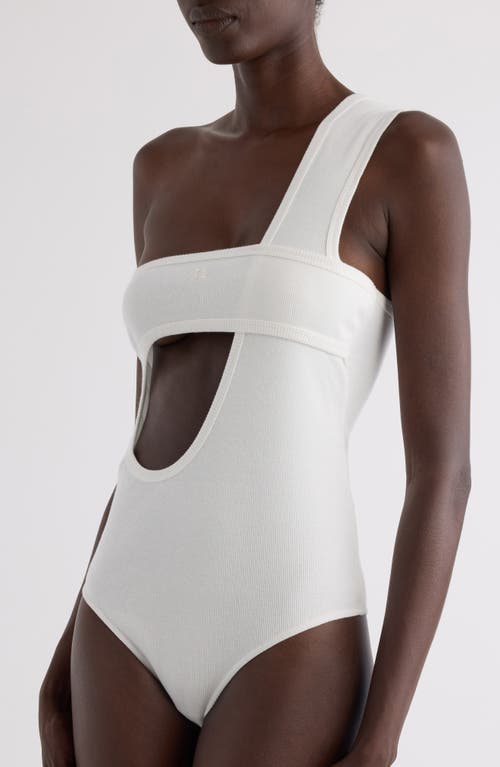 Courrèges White Loop 90's Rib Bodysuit In Heritage White