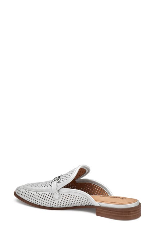 Johnston & Murphy Ali Perforated Bit Mule In White Pearlized Glove Leather