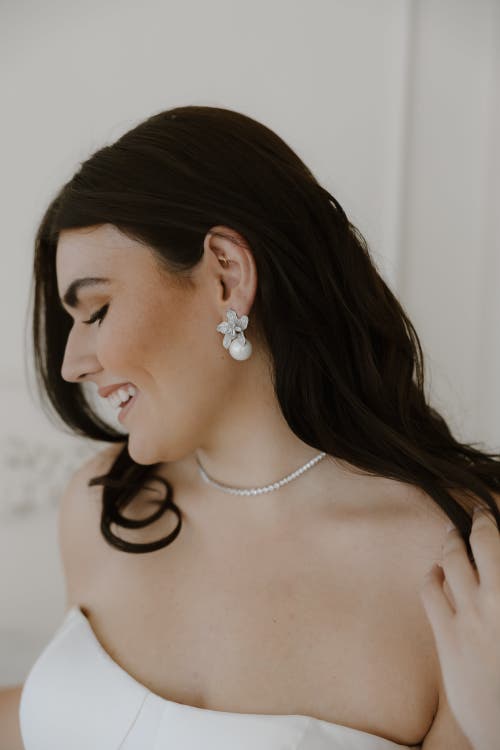 Untamed Petals Sonnet Pearl Drop Earrings In Metallic