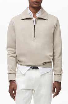 MANGO Cotton Blend Half Zip Sweatshirt