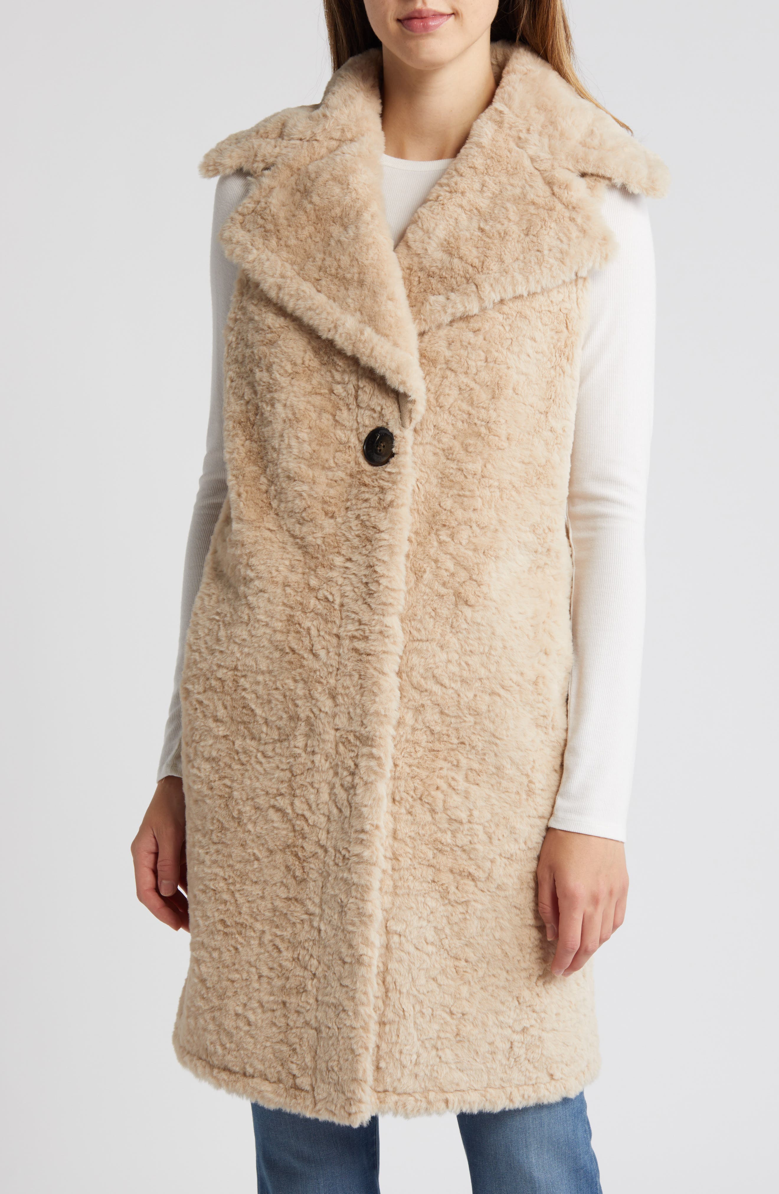 Sam Edelman Longline Faux Fur Vest