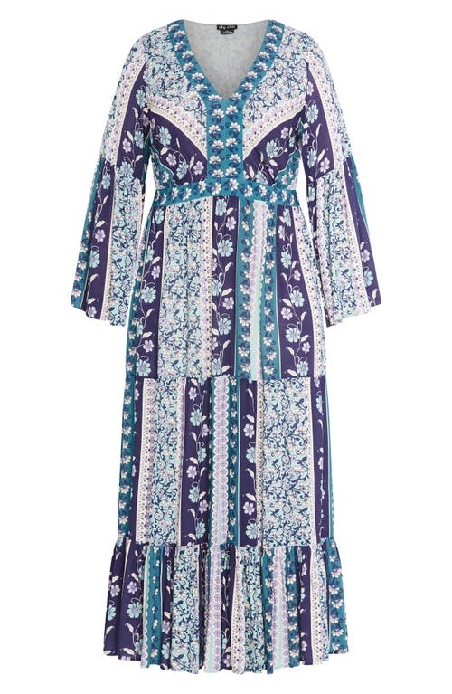 City Chic Heaven Long Sleeve Maxi Dress In Multi