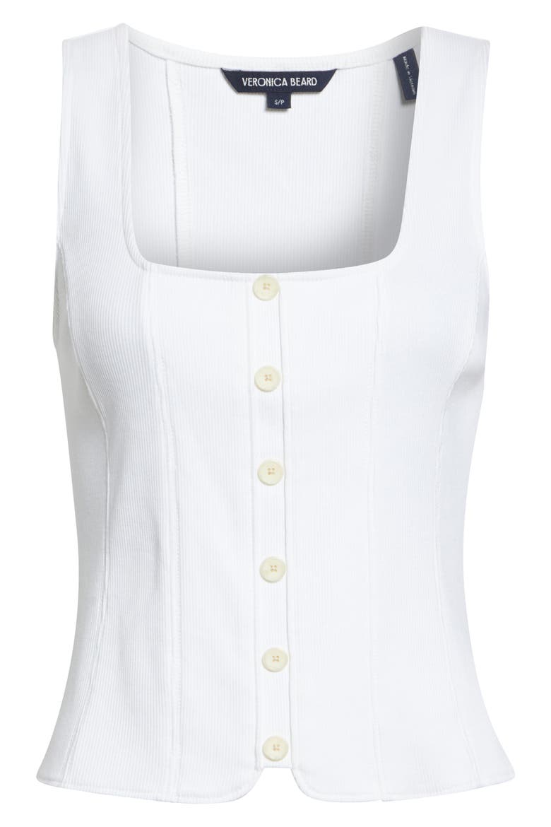 Quenby Stretch Cotton Square Neck Tank, Alternate, color, WHITE
