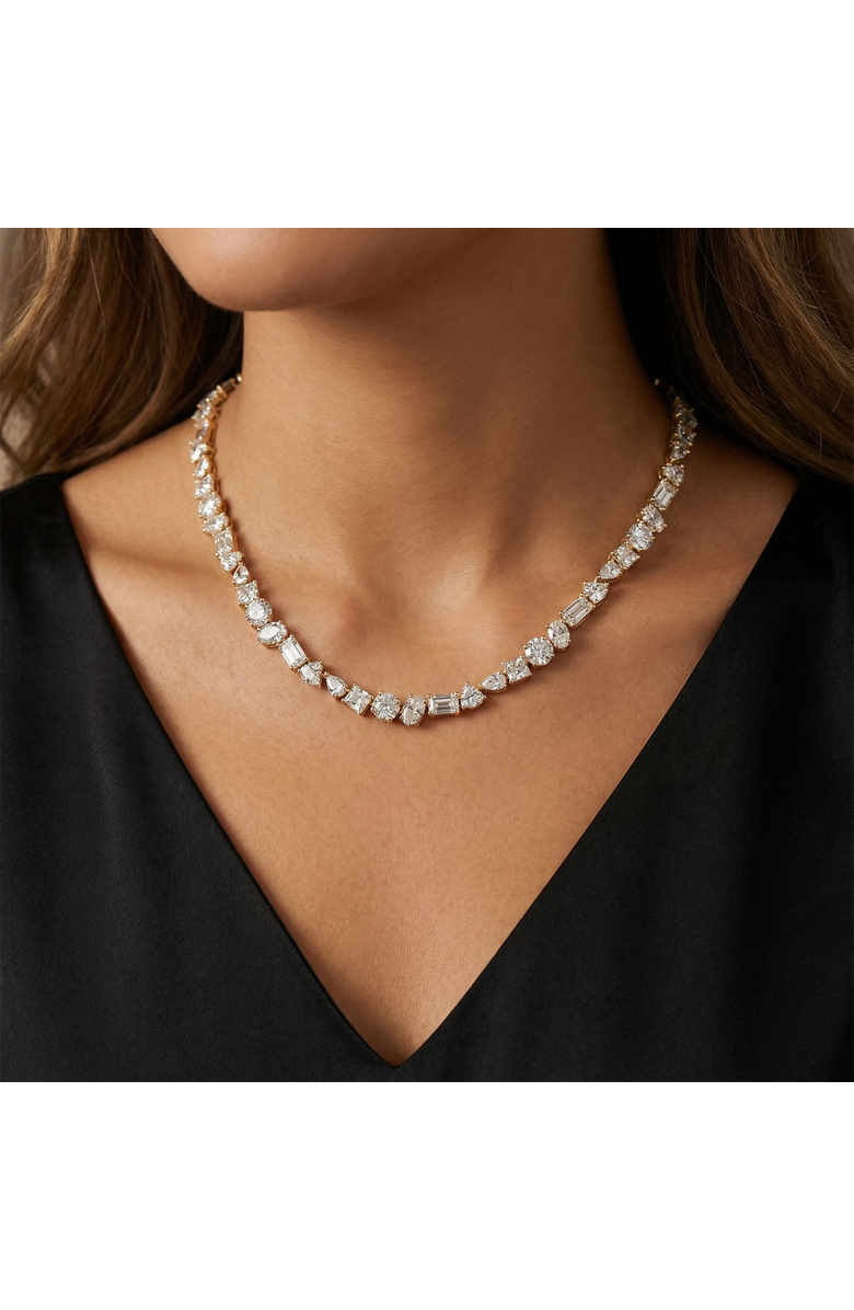 Bliss Diamond 45Ct Fancy Diamond Multi Shape Tennis Necklace 14k Gold Lab Grown, Alternate, color, 14K Yellow Gold