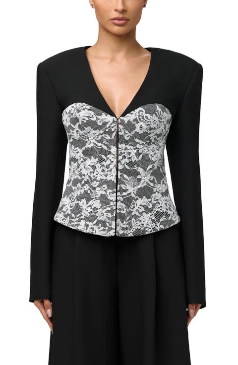 Stretch Lace Inset Blazer