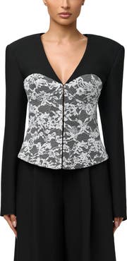 Naked Wardrobe Stretch Lace Inset Blazer
