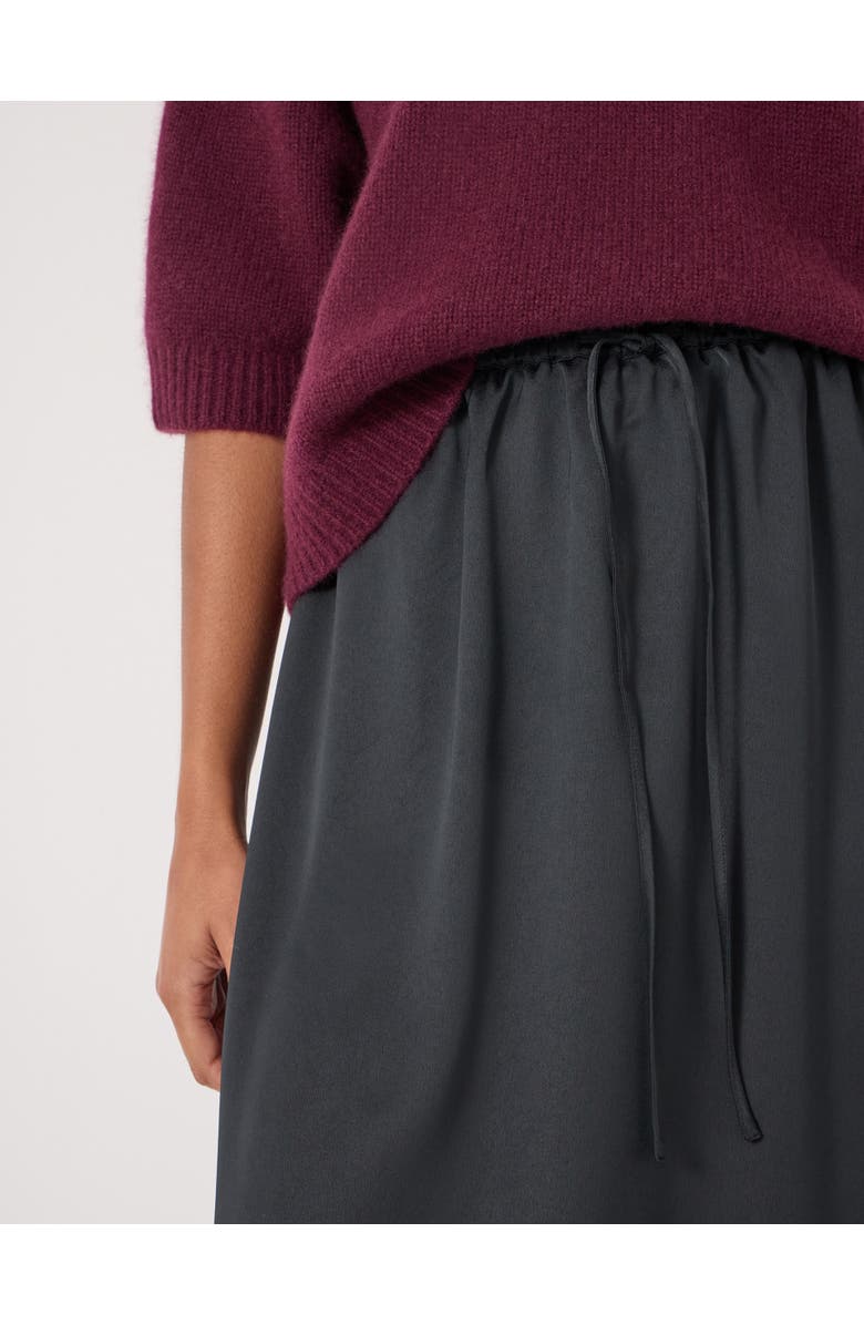 Hush Satin Asymmetric Lace Trim Skirt, Alternate, color, Black