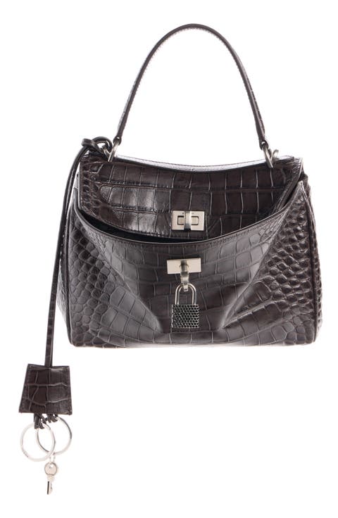 Rodeo Croc Embossed Leather Top Handle Bag