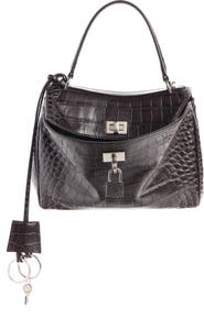 Balenciaga Rodeo Croc Embossed Leather Top Handle Bag
