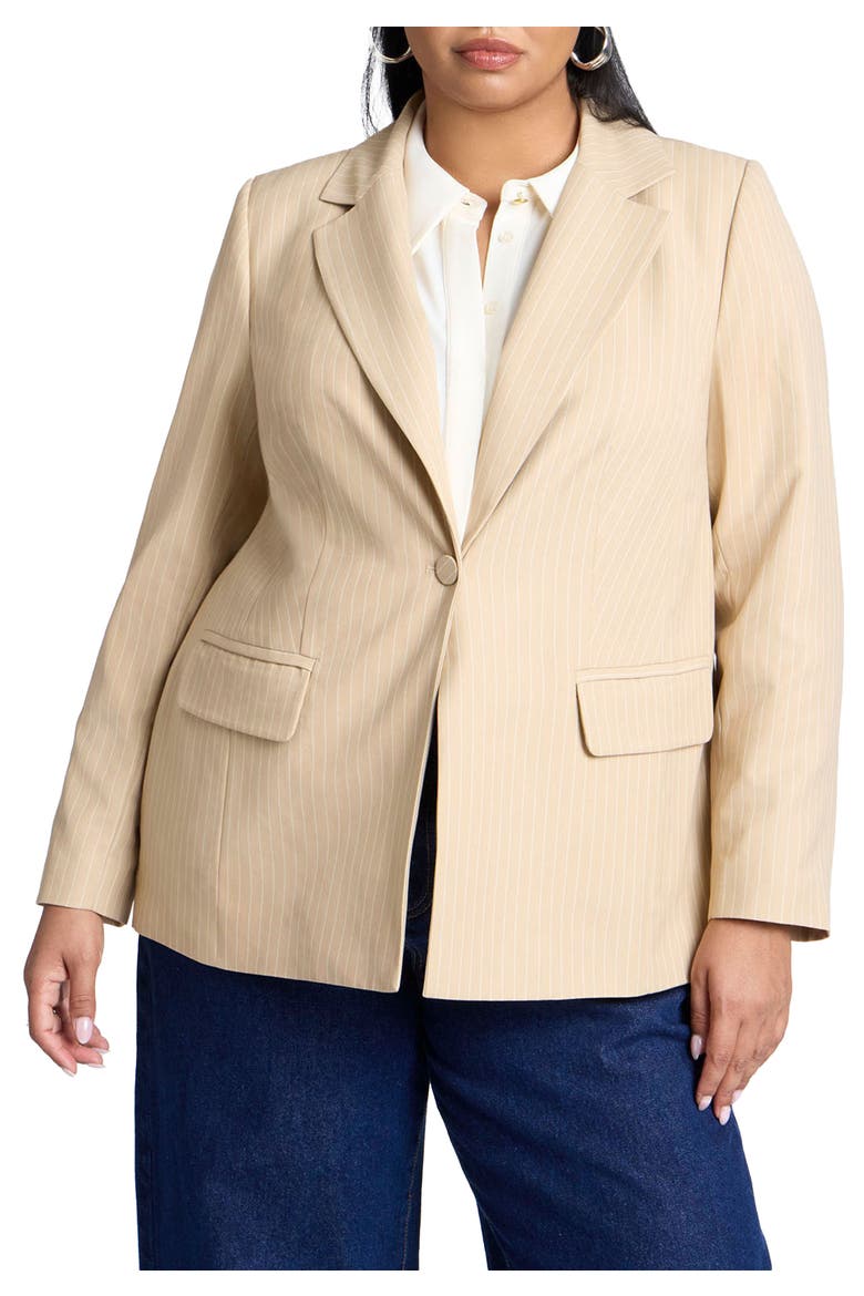 Pinstripe Blazer, Main, color, TAN WHITE STRIPE
