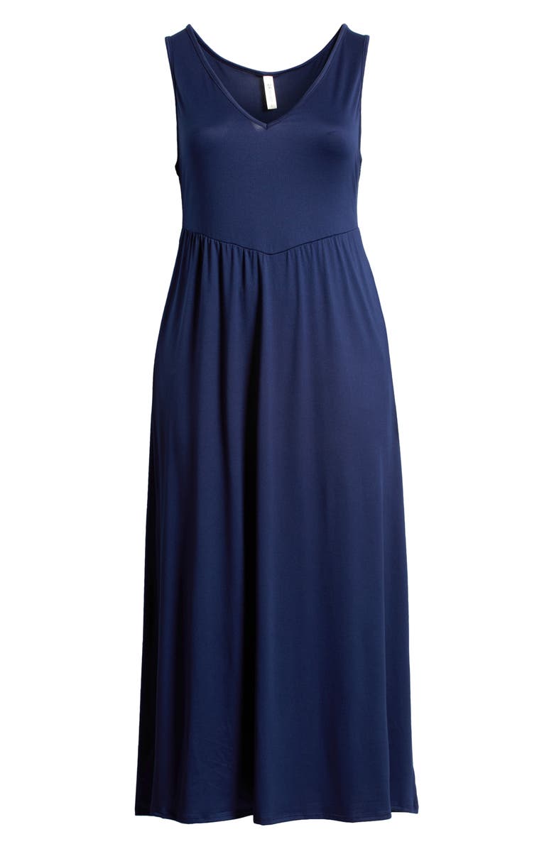 24seven Comfort Apparel Sleeveless Stretch Maxi Dress, Alternate, color, Navy