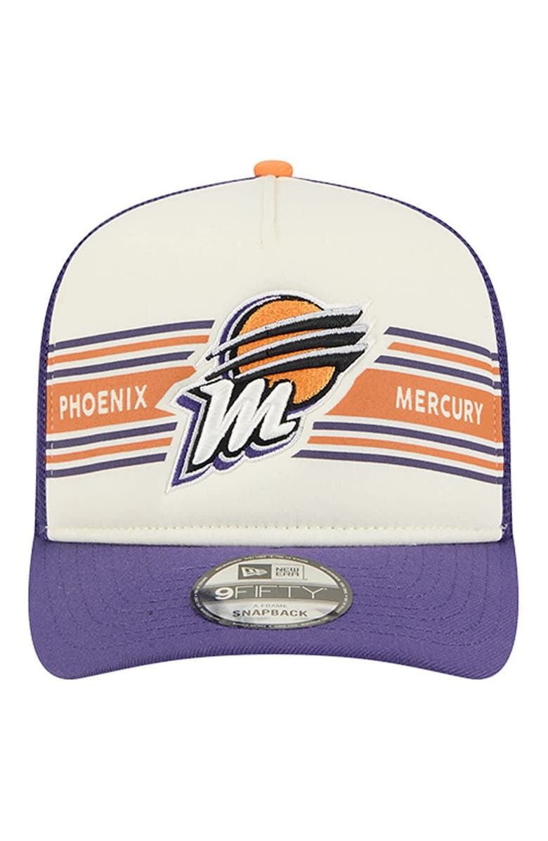 New Era Unisex New Era  Cream/Purple Phoenix Mercury Banner Foam Front 9FIFTY A-Frame Adjustable Trucker Hat, Alternate, color, Cream