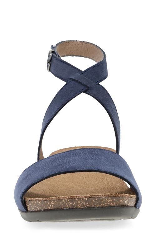 Dansko Rafferty Ankle Strap Sandal In Navy Milled Nubuck