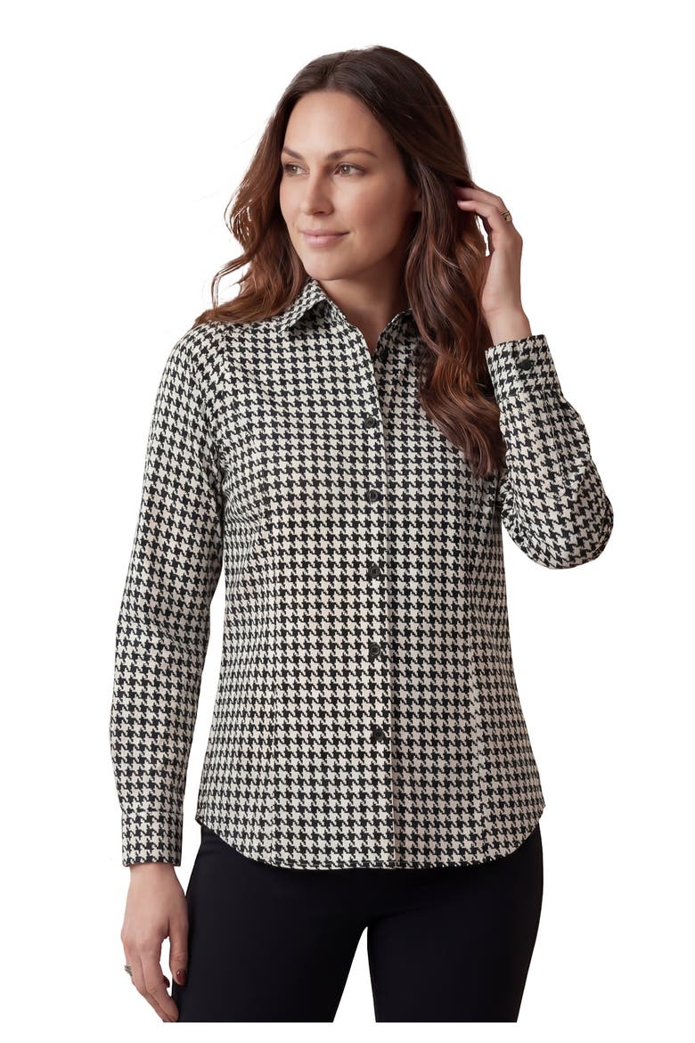 Stretch Poplin Shirt, Main, color, BLACK HOUNDSTOOTH