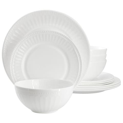 Swanton Arch 12 Piece Break-Resistant Opal Glass Dinnerware Set