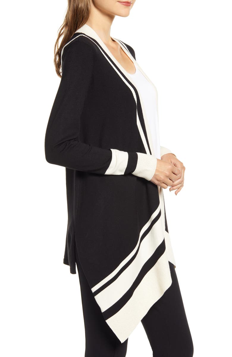 Anne Klein Pointelle Trim Waterfall Cardigan, Alternate, color,