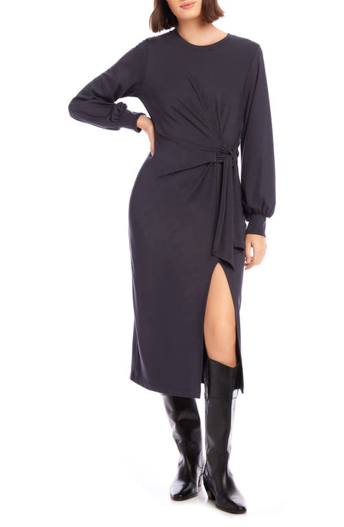FIFTEEN TWENTY FIFTEEN TWENTY ADDIE SIDE KNOT LONG SLEEVE MIDI DRESS