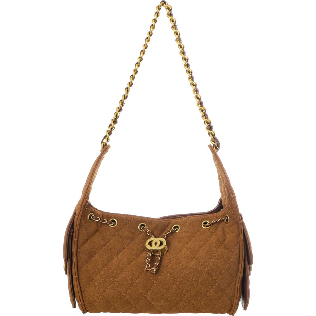 Adornia Quilted Faux Leather Shoulder Bag In Brown