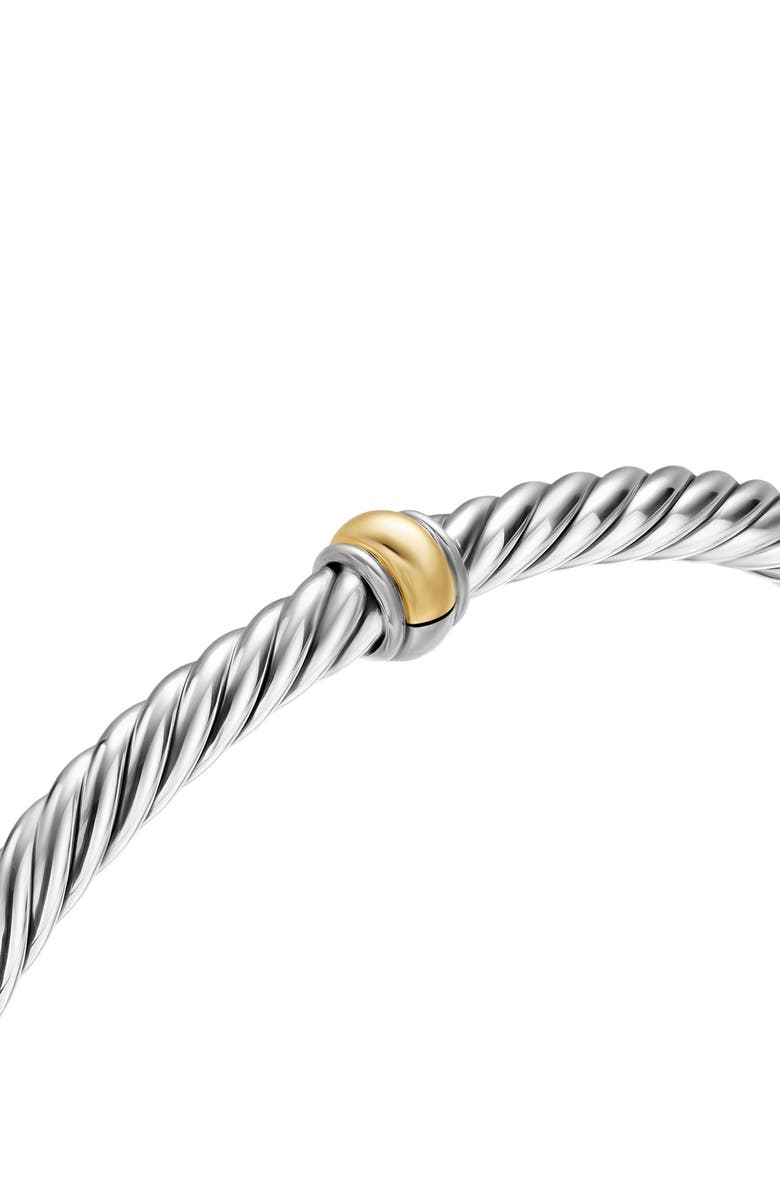 David Yurman Cable Flex Station Bracelet in Sterling Silver with 14K Yellow Gold, 4mm, Alternate, color, Silver/ Gold