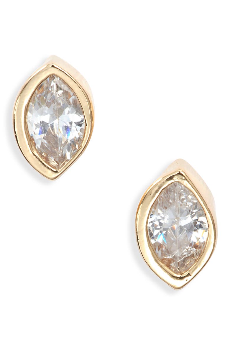 Prism Gaze Cubic Zirconia Stud Earrings, Main, color, GOLD