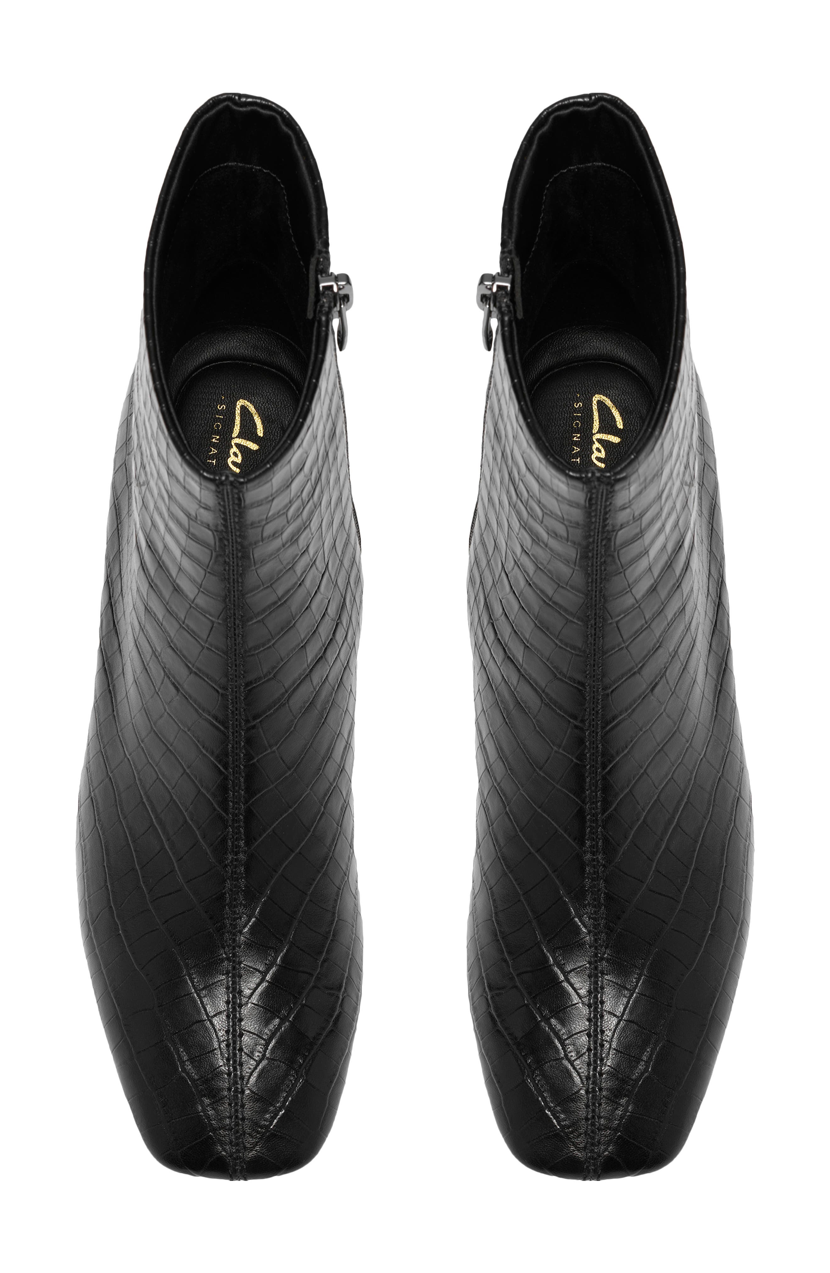 Fernie Croc Embossed Leather Bootie, Alternate, color, BLACK CROC