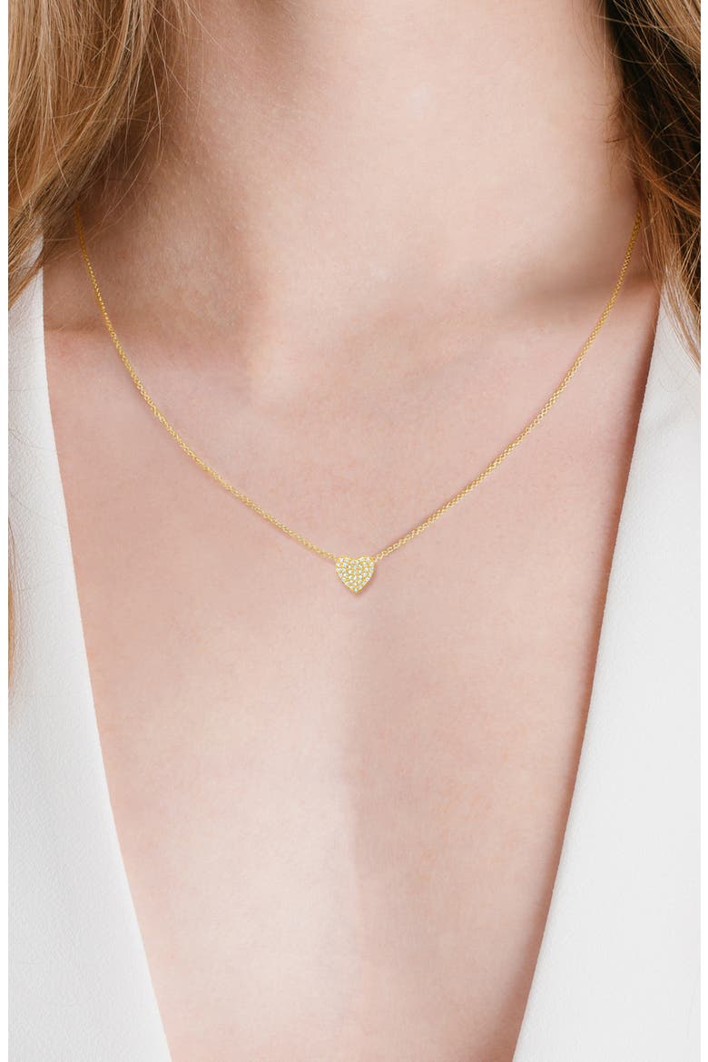 Pavé Cubic Zirconia Heart Pendant Necklace, Alternate, color, 18KYG/ CLEAR STONE