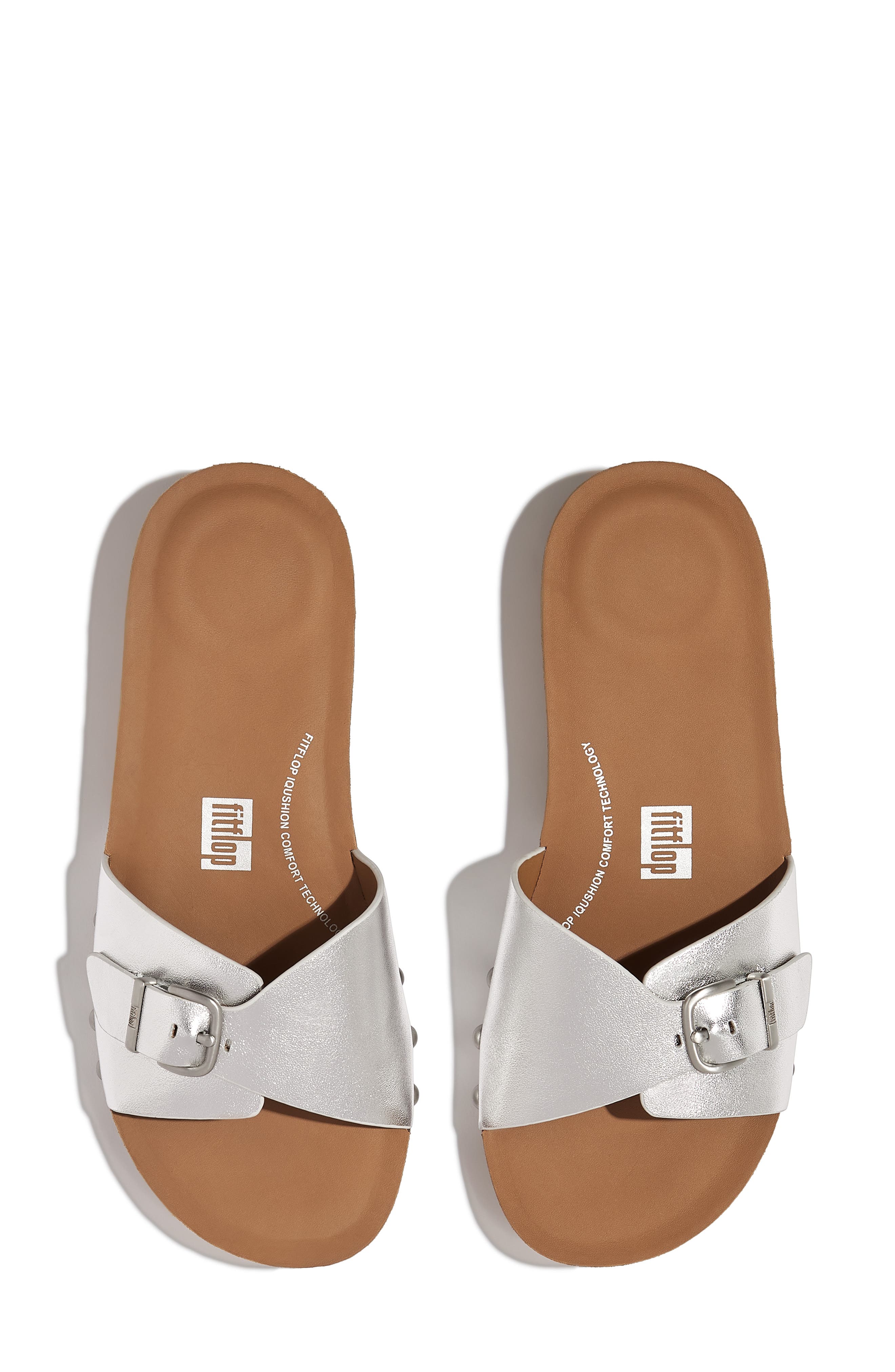 FitFlop iQushion Slide Sandal, Alternate, color, Silver