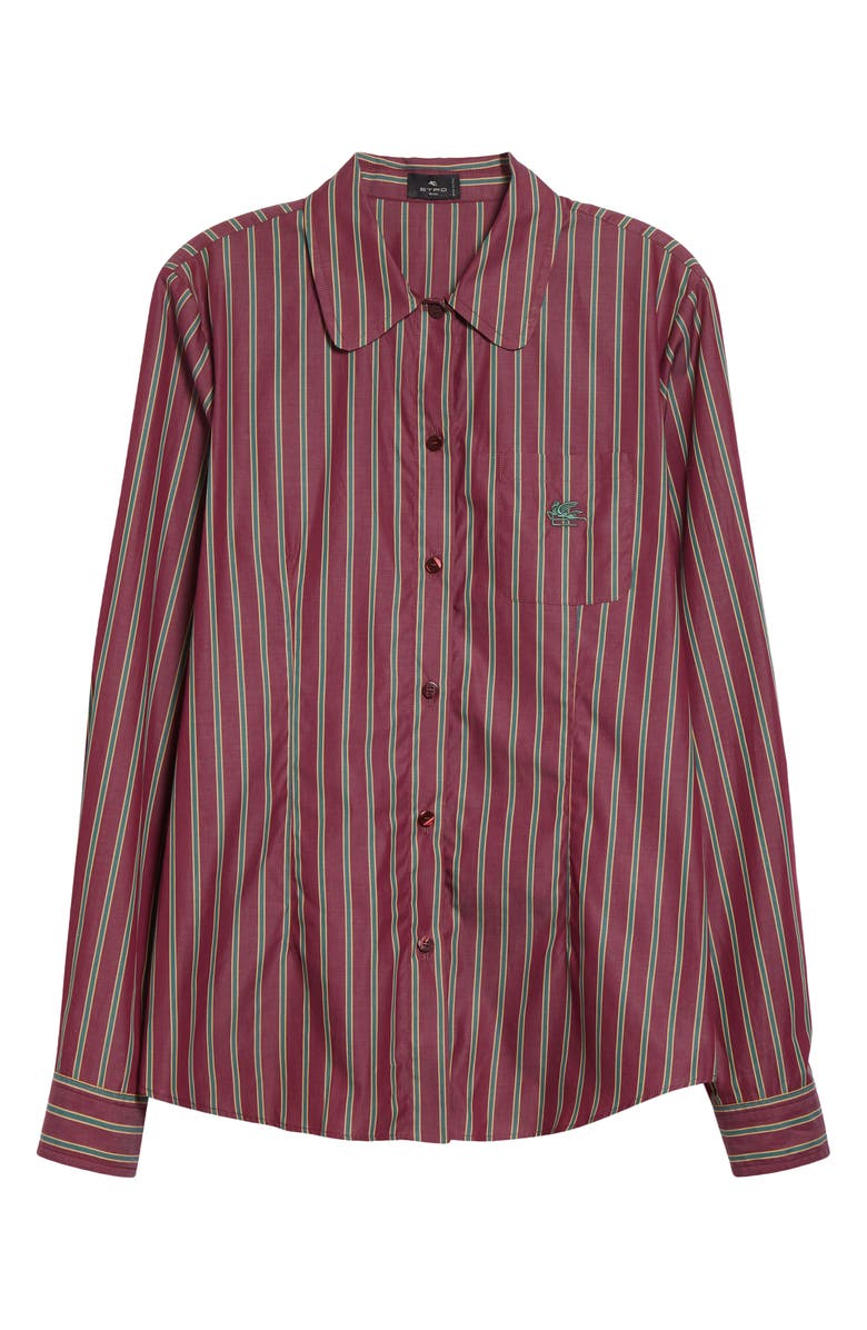 Etro Stripe Cotton Button-Up Shirt, Alternate, color, Multicolor Bordeaux Base