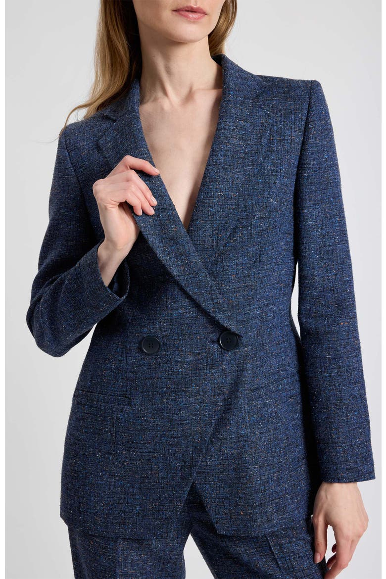 Rowan Double Breasted Blazer in Modern Donegal Fabric, Main, color, MIDNIGHT