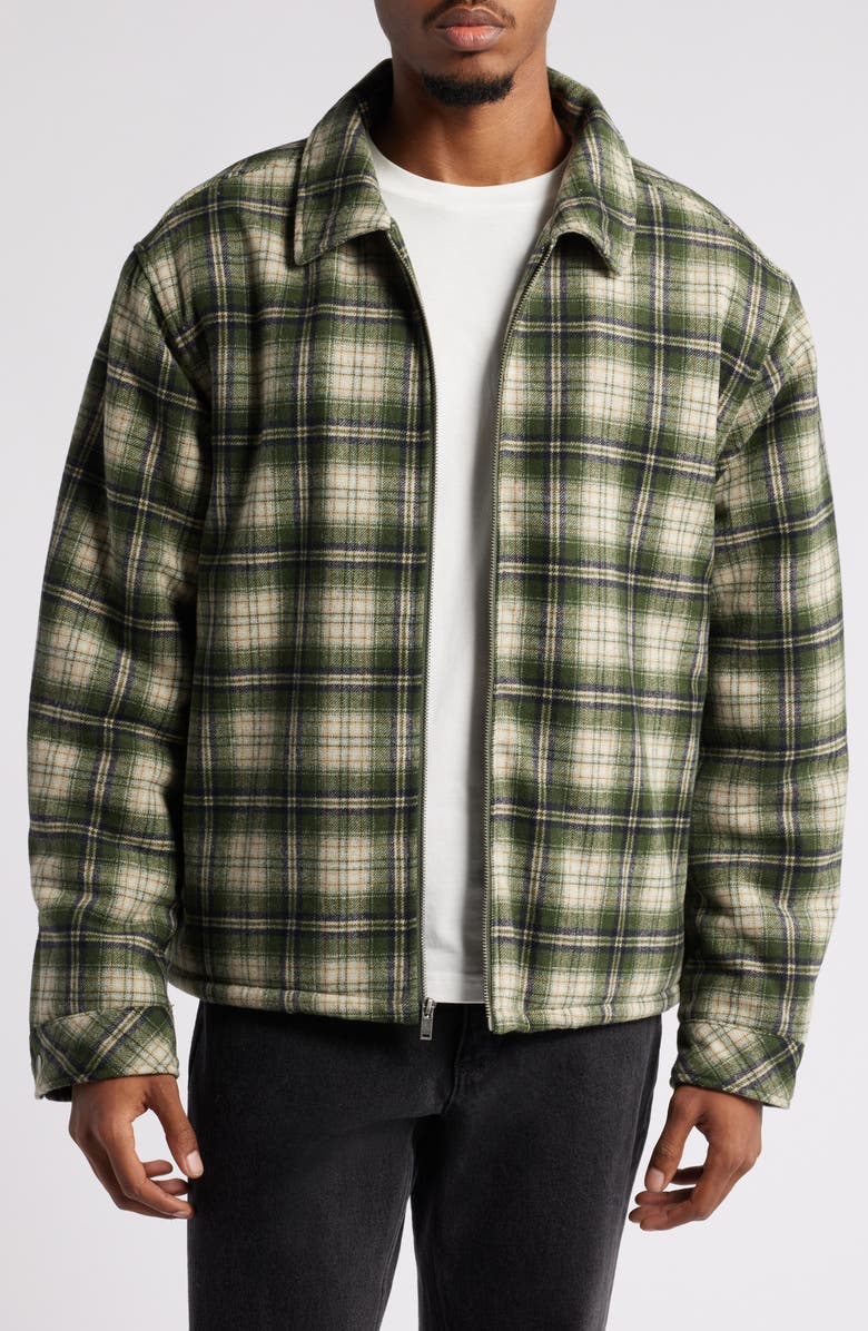 Museum of Peace & Quiet Fleece Lined Plaid Flanel Zip-Up Shirt Jacket, Main, color, 
