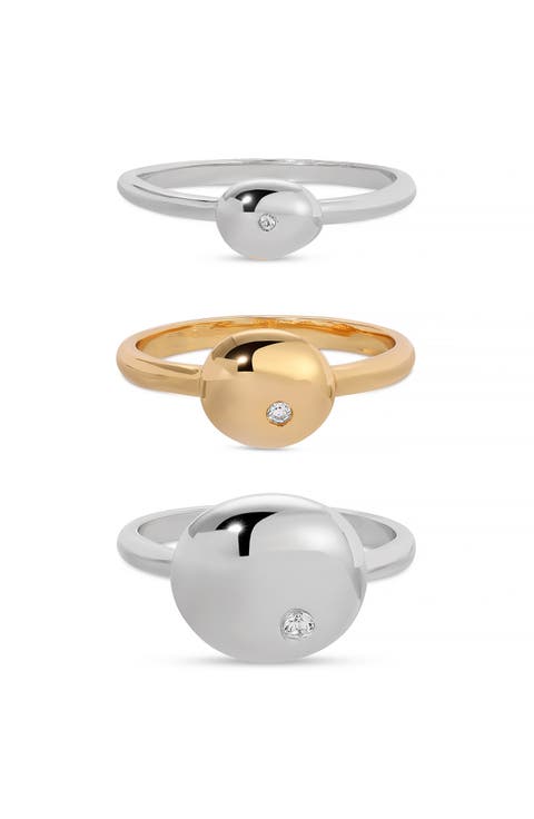 Set of 3 Polished Pebble Stackable Rings