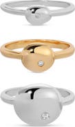 Ettika Set of 3 Polished Pebble Stackable Rings