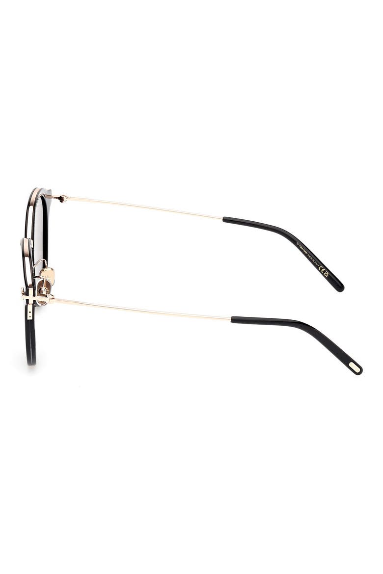 54mm Round Sunglasses, Alternate, color, SHINY BLACK / SMOKE