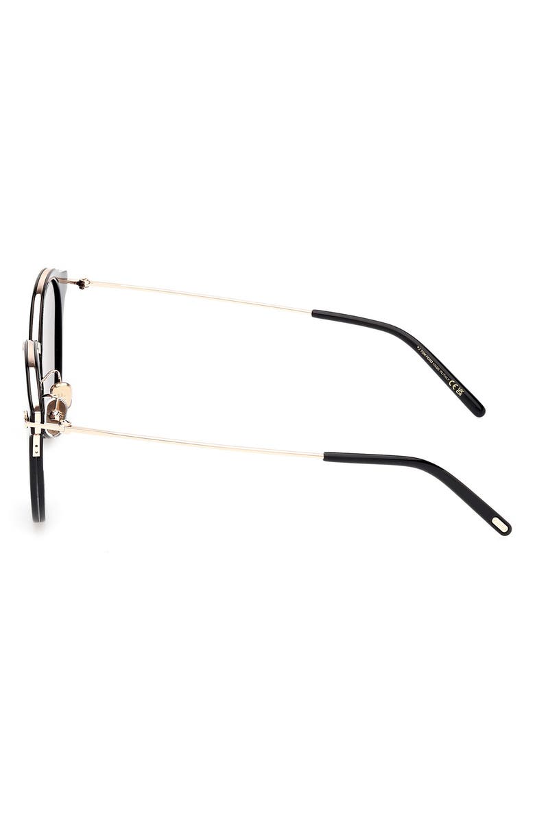 TOM FORD 54mm Round Sunglasses, Alternate, color, Shiny Black / Smoke