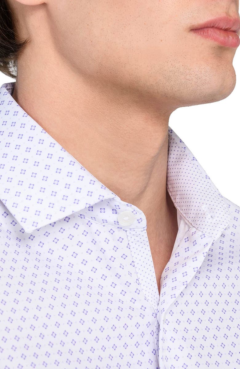 W.R.K Regular Fit Dash Print Performance Dress Shirt, Alternate, color, White/ Purple