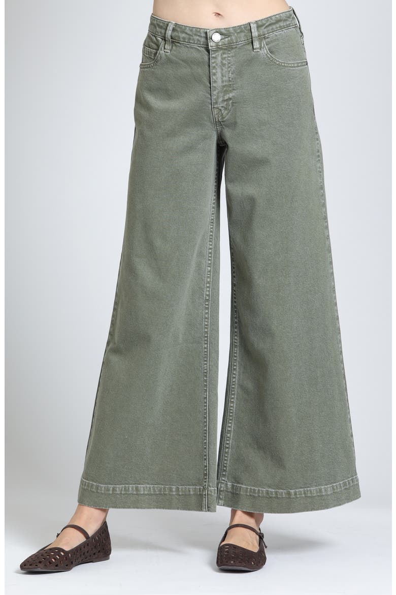 Godet Wide Leg Jeans, Main, color, OLIVE