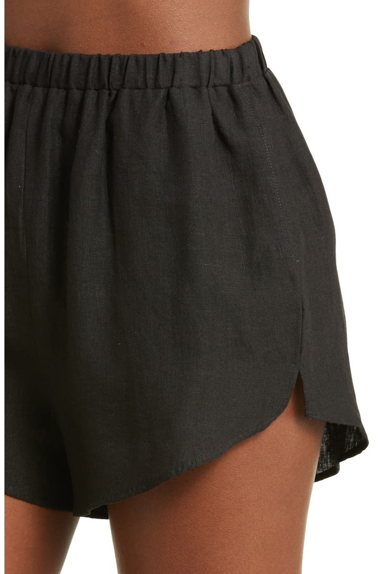 Tallows Linen Cover-Up Shorts, Alternate, color, ECOLINEN BLACK