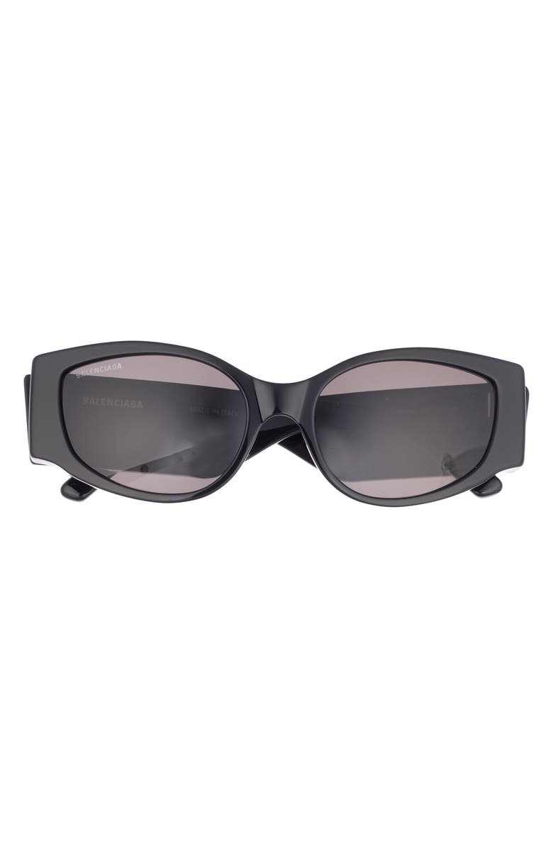 Balenciaga 56mm Oval Sunglasses, Main, color, Black Black Grey