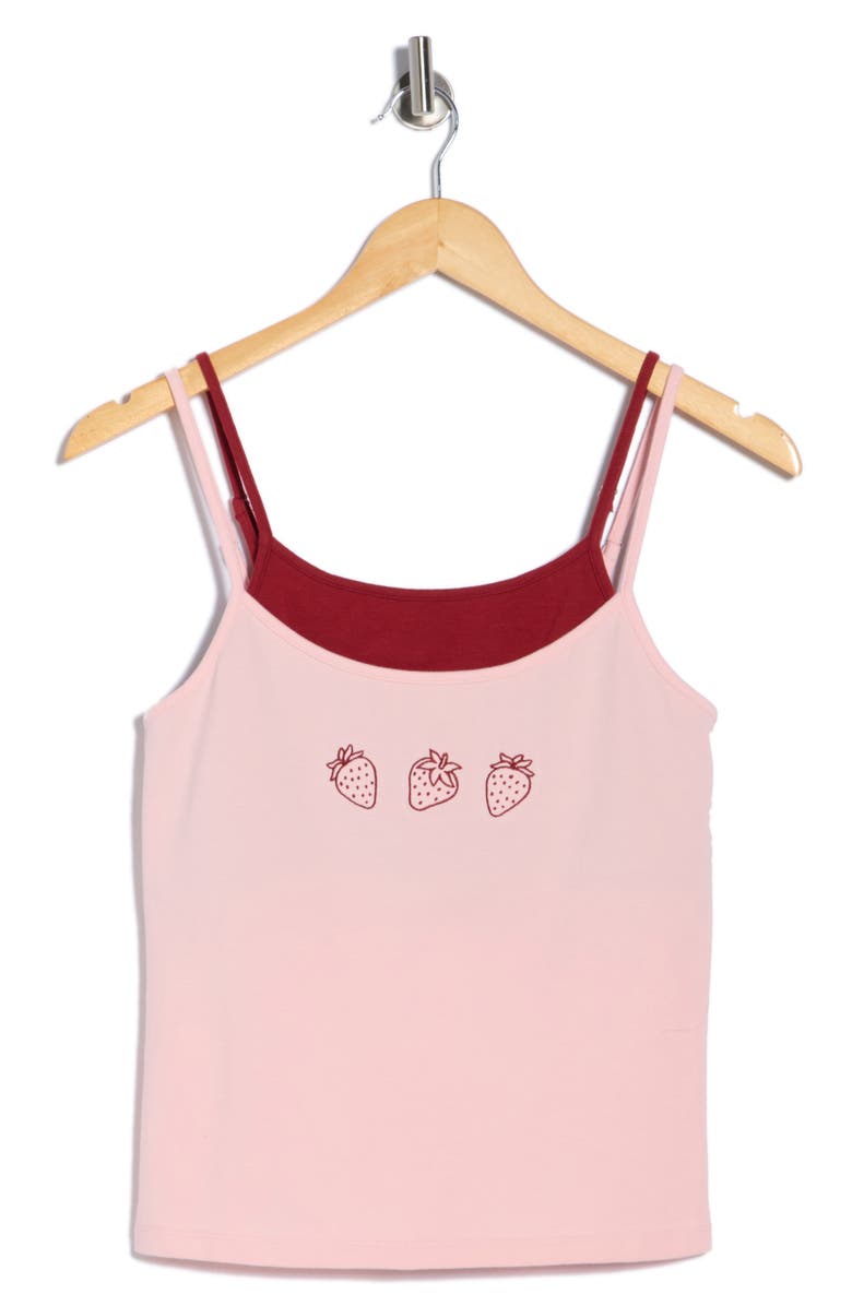 Vinyl Icons Strawberry Embroidered Layered Tank, Alternate, color, Pink
