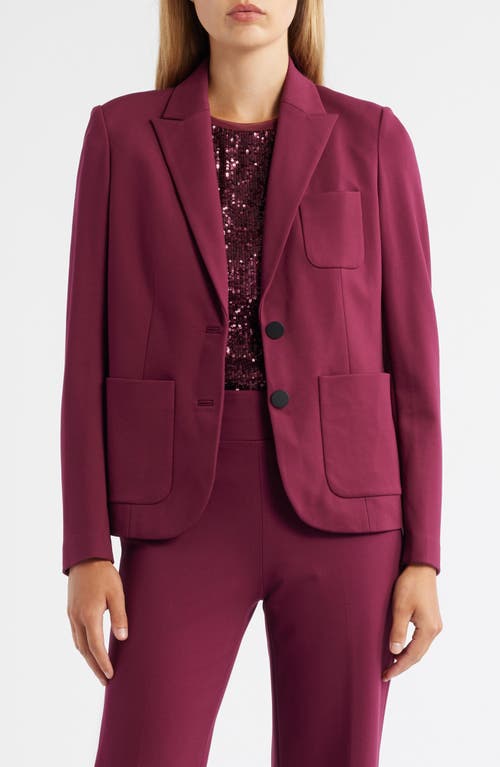 Anne Klein Womens Double Button Triple Pocket Peak Lapel Jacket Sequined Short Sleeve Triple Mesh Top Solid Wid In Burgundy